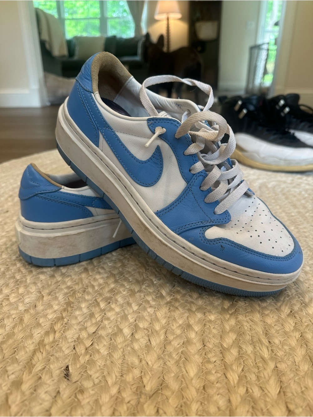 Nike White and Light Blue Low-Top Sneakers